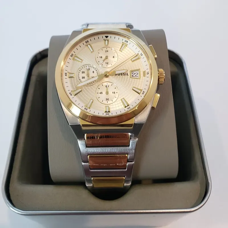 Fossil Everett Chronograph Cream Dial Men's Watch- FS5796